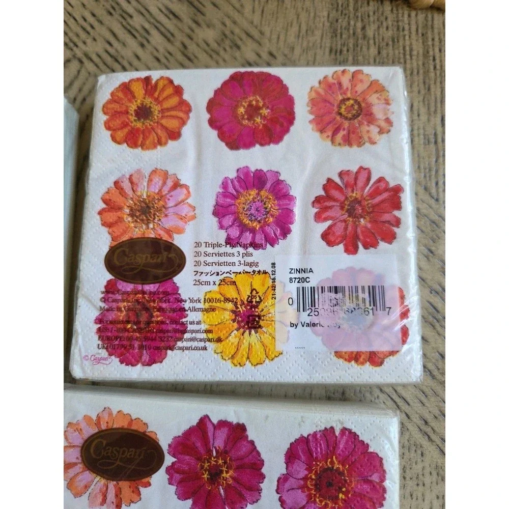 Vintage Caspari Napkins Flowers ZINNIA Paper Cocktail Napkins New NOS